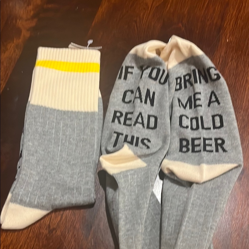 Gray and Yellow Novelty Socks.  New. N by uncle of 2